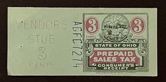 Travelstamps: US State of Ohio 3 Cent Vendor’s Prepaid Sales Tax Stub Mint