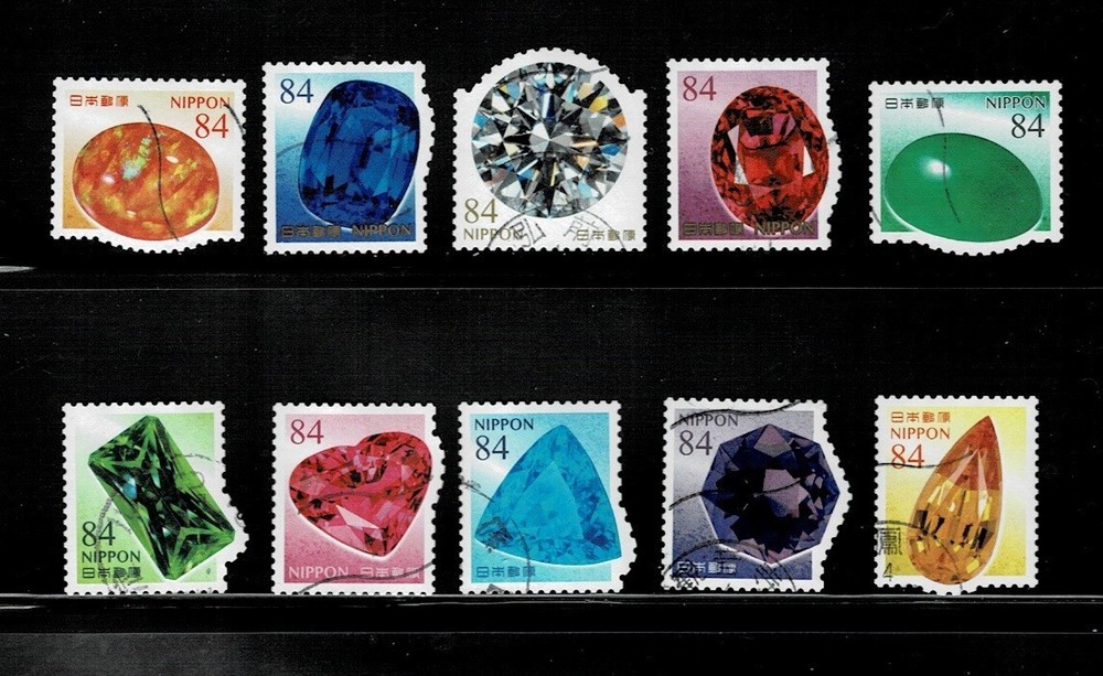 Japan 2022 Gems & Minerals 84Y Complete Used Set Sc# 4575 a-j