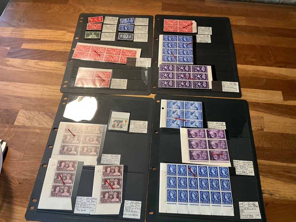 GB stamp error flaw mint block collection KGVI QE *a510