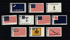 US HISTORIC FLAGS #1345 – 1354 Mint Never Hinged complete set of 10 Singles