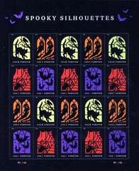 Unused USPS Postage Stamps 2019 “Spooky Silhouettes” Halloween Sheet 20 5420-23