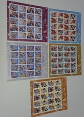 THE ART OF DISNEY Complete Set of 5 Differnt Full Sheets of 20 US Stamps 2004-08