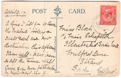1917 1d ON AUSTRALIA P/CARD TO GB, UPRIGHT “COLOMBO PAQUEBOT” CDS, CREASE
