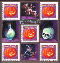 France 2001 Halloween Greetings/Pumpkin/Bat/Witch/Skull/Animation 5v sht n37367q