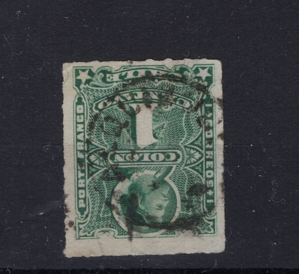 CHILE 1880’s small town cancel PALQUIBUDI on 1c green rouletted