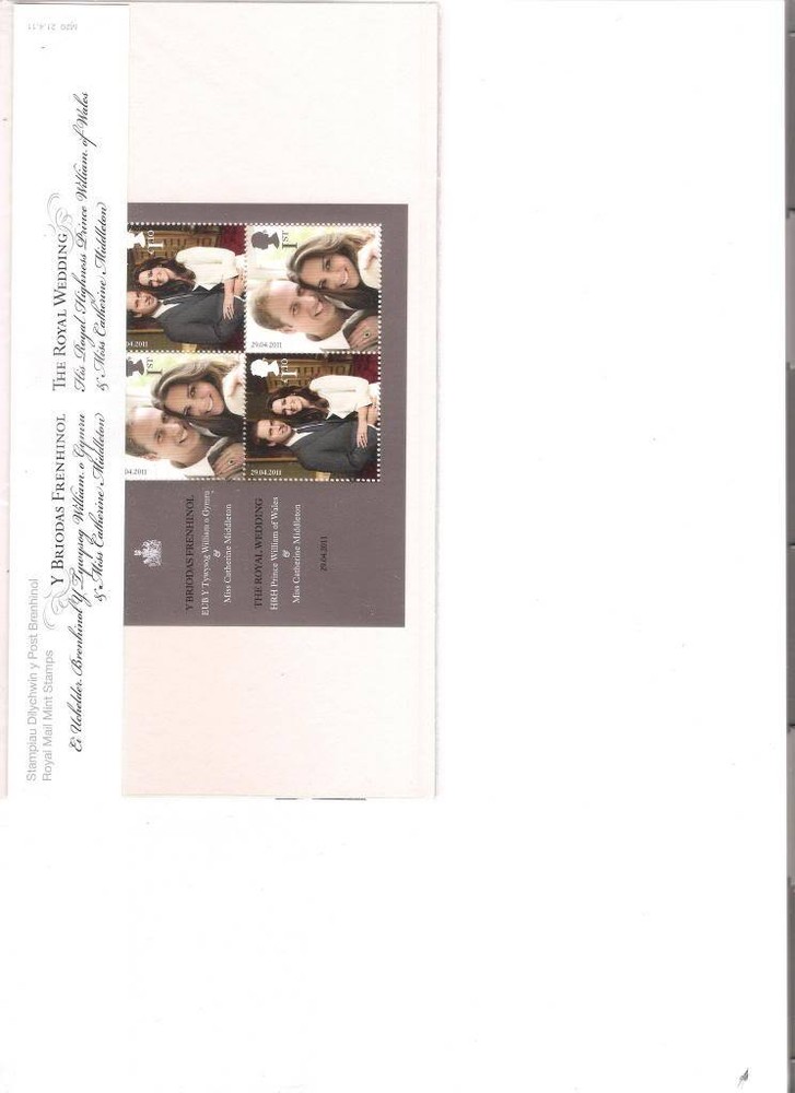 2011 ROYAL MAIL PRESENTATION PACK WILLIAM & CATHERINE ROYAL WEDDING MINI SHEET