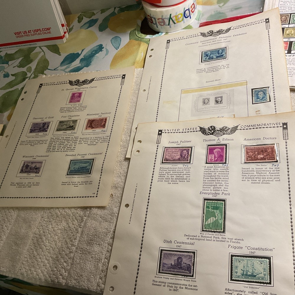 U.S.-(-1947-1948-)-HISTORICAL EVENTS-lot Of 14- Stamps-ON ALBUM PAGE-USED-#30