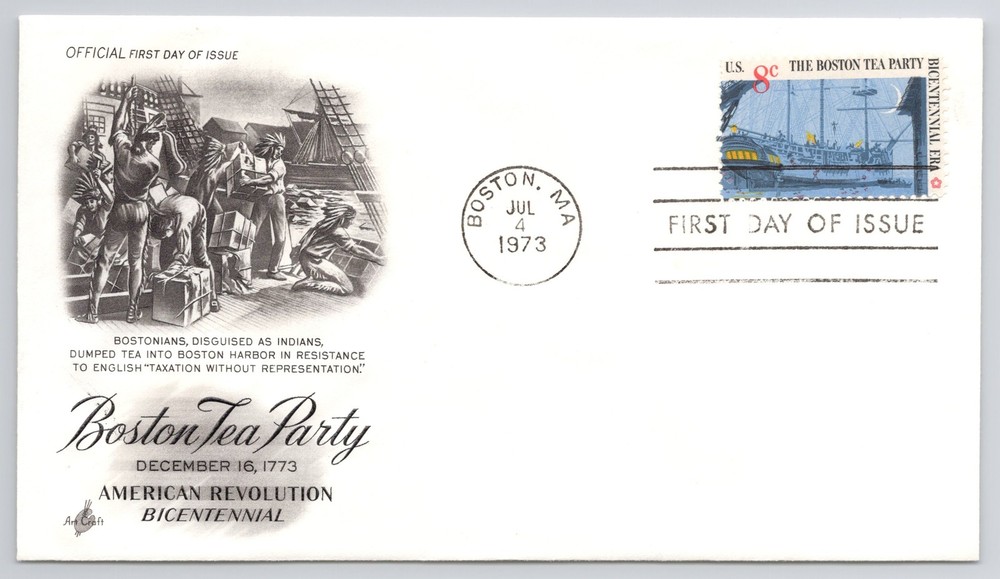 First Day Cover Scott’s #1480 8c Boston Tea Historical Events Jul 1973 Boston MA