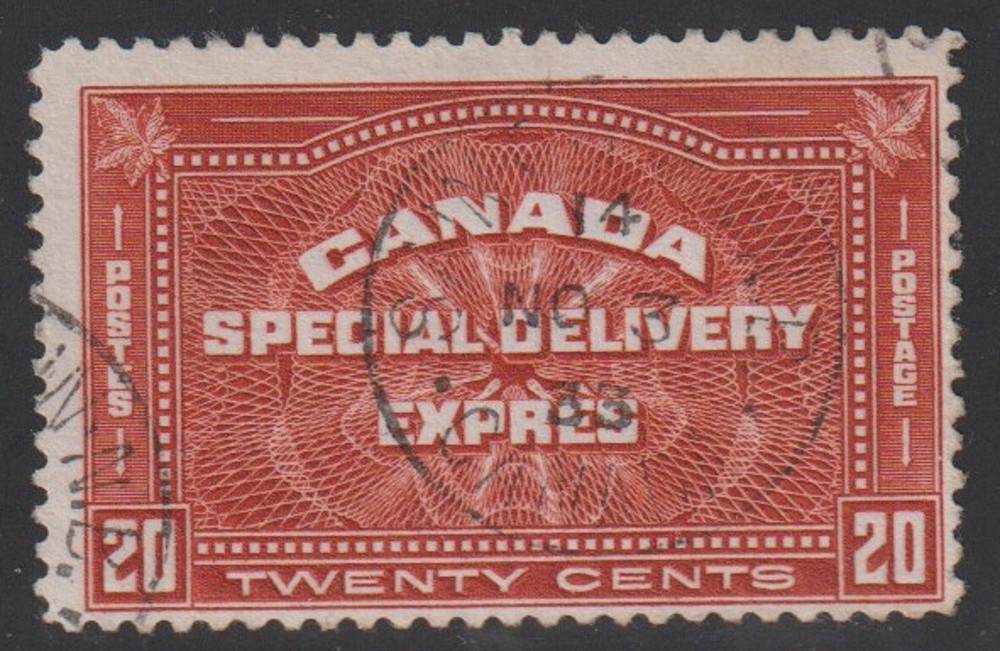 Canada Scott Unitrade E4 20 cents Special Delivery Stamp Used Fine – Very Fine