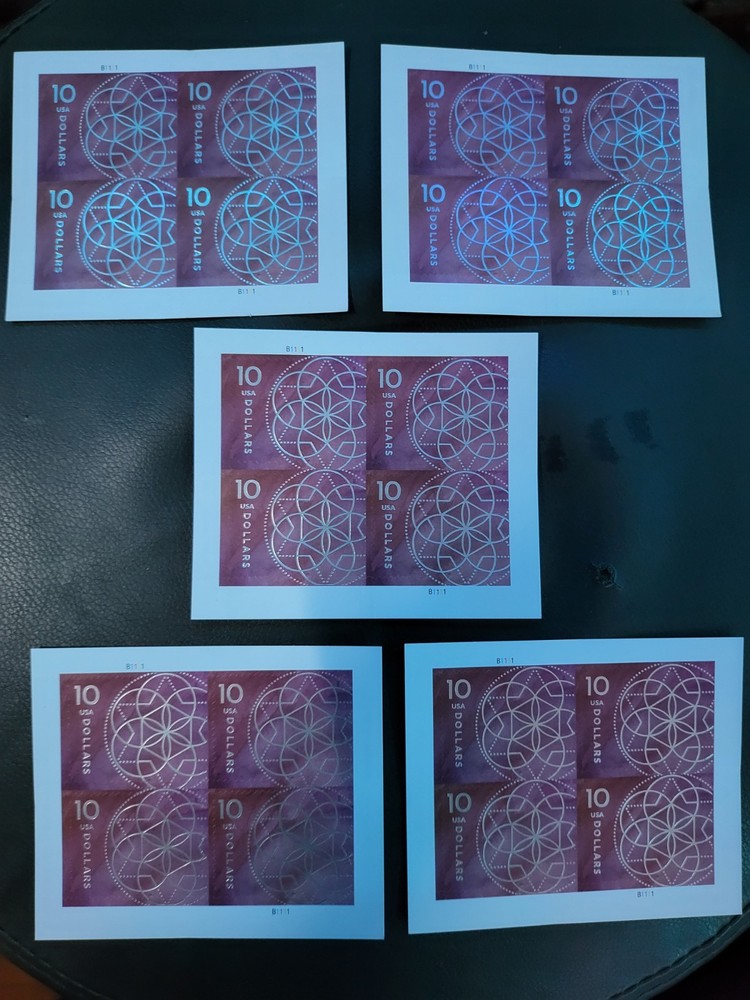 LOT OF (5) 2022 USPS BLOCKS OF 4 FLORAL GEOMETRY 10.00 STAMPS SKU 5755 1/2 PRICE
