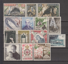 MONACO 1958 YEAR SET (14 STAMPS – NO AIR MAIL) MINT NEVER HINGED MNH