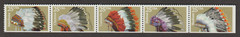 1990 US 2501-2505 ATTACHED STRIP OF 5 INDIAN HEADDRESSES MNH
