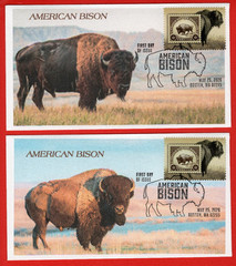 Bison, 4 Different American Bison FDCs, 2026 Boston World Expo