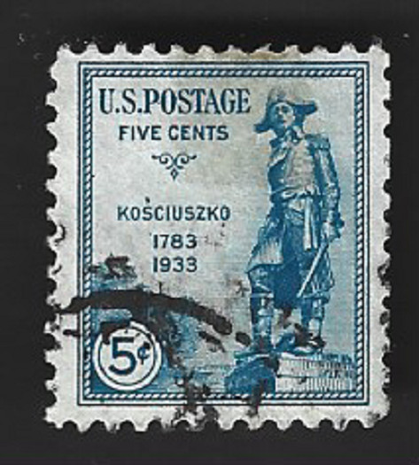 Scott# 734 5c General Kosciuszko with Handstamped Cancel (A-9)