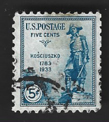 Scott# 734 5c General Kosciuszko with Handstamped Cancel (A-9)