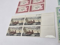 Vintage Postage Stamps Blocks Lot Original Gum And Used Collectible