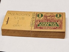 STATE OF OHIO PREPAID SALES TAX VENDOR’S STUB 1¢ STAMP BUNDLE Consumer’s Receipt