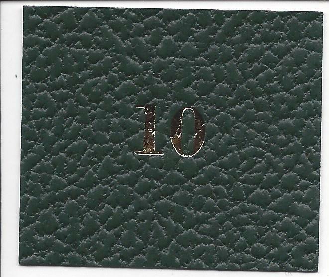 Label for Green Scott Binders Numerals “10”