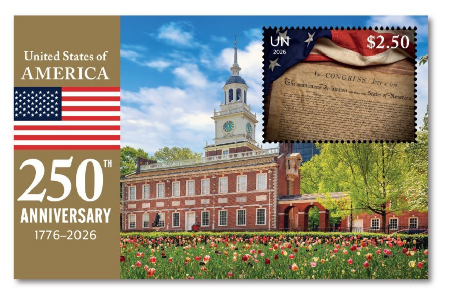 United Nations 2026 United States of America 250th Anniversary Souvenir Sheet