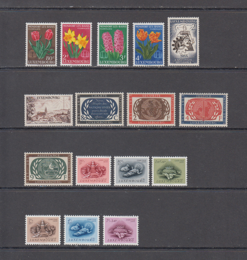 LUXEMBOURG 1955 COMPLETE YEAR SET MINT NEVER HINGED MNH (SEE PICTURE)