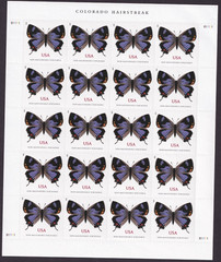 USPS Postage Stamps Sheet of 100 Non Machinable Butterfly Colorado Hairstreak