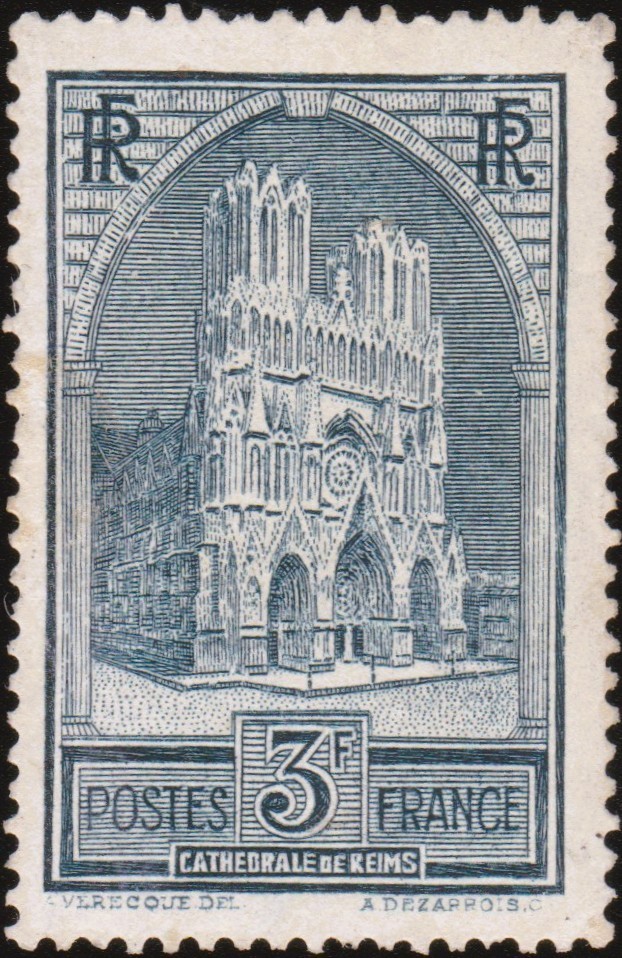 France 1930 Reims Cathedral Die I #247 MNH Clean Sound Original Gum