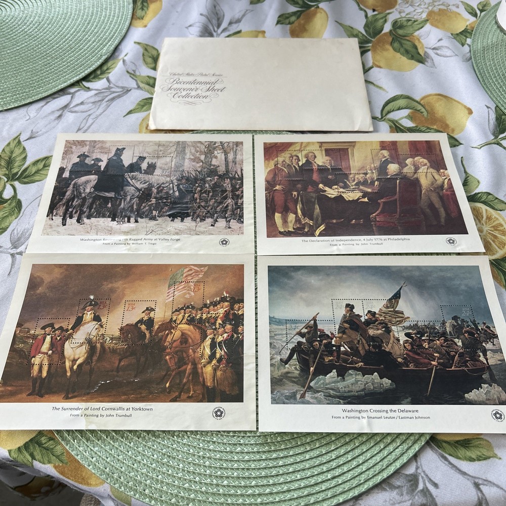 Bicentennial Souvenir Stamp SheetAmerican Revolution Historical Events US WaterD