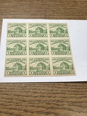 US Scott #730 | Mint | VF Very Fine Block Of 9 Souvenir Sheet Stamps Ft Dearborn