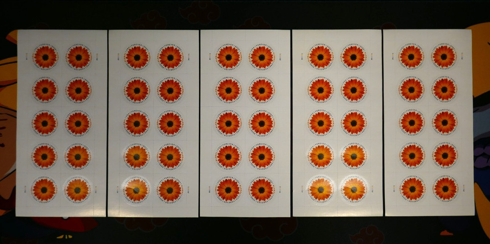 5x Sheet=50 GLOBAL FOREVER Stamp African Daisy 2022 USPS International Stamps 10