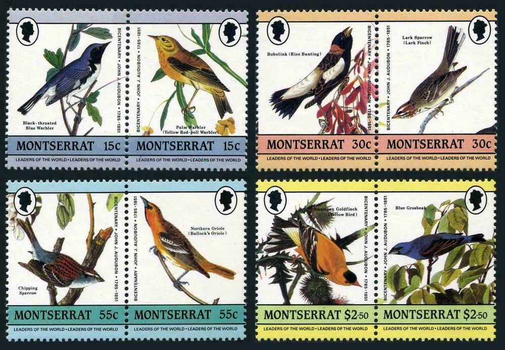 BIRDS Mint Never Hinged Set of 8 Multi Color Stamps Montserrat # 580 – 587
