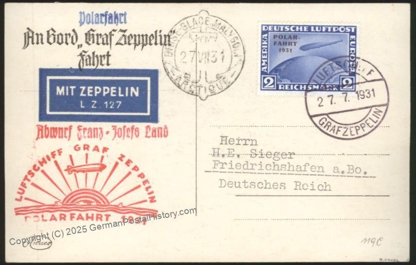 Germany 1931 2RM Zeppelin Polarfahrt Icebreaker Malyguin Russia Si119 Mi2 107050