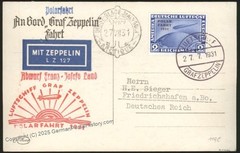 Germany 1931 2RM Zeppelin Polarfahrt Icebreaker Malyguin Russia Si119 Mi2 107050