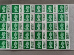 * * 50 2nd Second Class Stamps Unfranked Barcoded Genuine With Original Gum * *