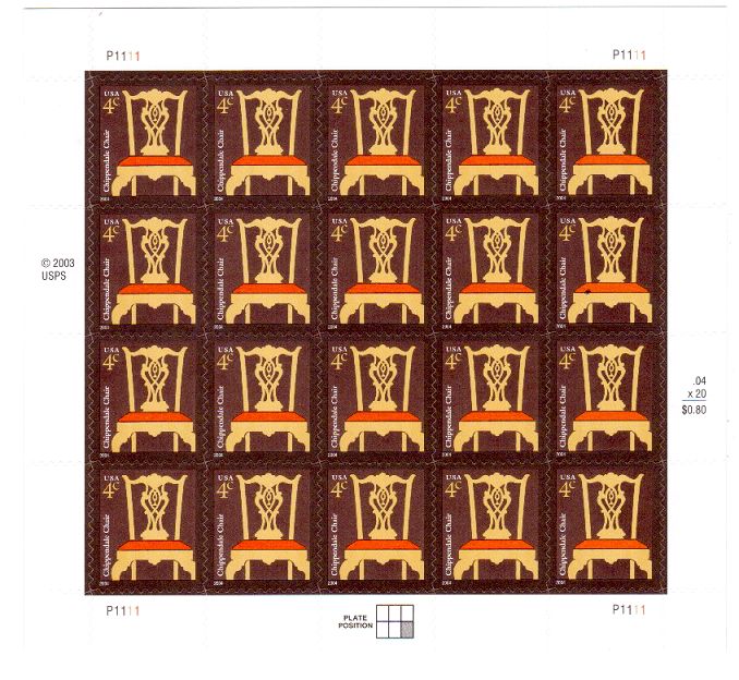 Scott #3755… 4 Cent….Chippendale Chair…Sheet of 20