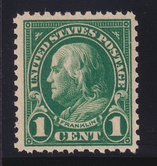 1925 Franklin 1c green Sc 552 perf 11 unwmk MNH with full original gum (E4