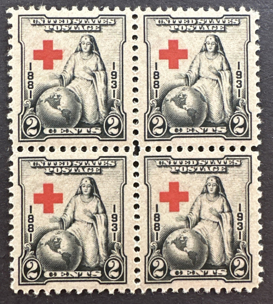 US 1931 Scott #702 Block of 4 MNH Red Cross Society 50th Anniv.