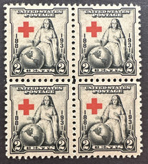 US 1931 Scott #702 Block of 4 MNH Red Cross Society 50th Anniv.