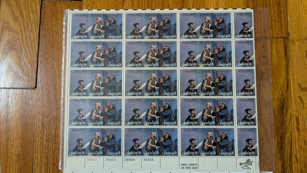 Bicentennial Stamps, Spirit of 1776, Full Sheet of 50 stamps