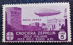 ITALY 1933 AEGEAN ISLANDS C20 – C25 ZEPPELIN AIRMAIL SET – M.N.H. , C..V. 1100$