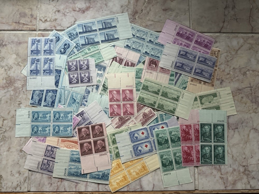 RARE 50 DIFFERENT 3 CENT VINTAGE PLATE BLOCKS OF 4, MINT NOT HINGED, MNH
