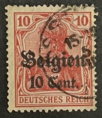 Travelstamps: Germany Occu. Belgium OP Stamps 10c on 10pf Used Handstamped