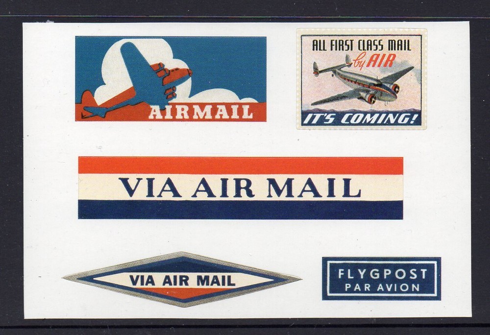 AIRMAIL LABELS OF THE PAST. REPRODUCED AS PEEL AND STICK LABELS. LOOK GREAT!.