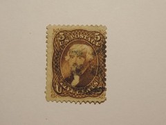 US Stamp Scott No 76 1863 5c Jefferson, Brown, Perf 12 F NH