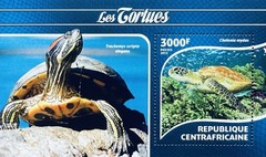 CENTRAL AFRICA TURTLES STAMPS 2015 MNH TORTOISE GREEN SEA TURTLE REPTILE ANIMAL