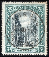 BAHAMAS SG61 1903 3/- Black & Green, Wmk CC, Used, c.£75