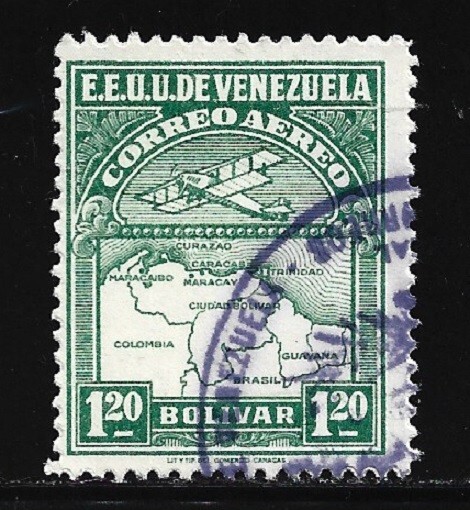 Venezuela Stamp- Scott # C8/AP1-1.20 B-Canc/NH-Aero-1930- Block of 4