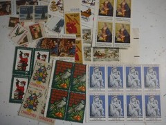 Lot of Christmas Postage Stamps Mixed Denominations Vintage Unused Postage