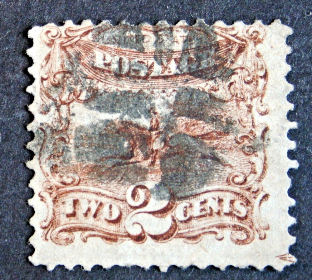 7-1, RNV499 **** SCOTT #123, 2c PONY & RIDER , REISSUE NO GRILL, CV $425
