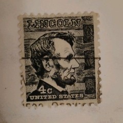Lincoln 4 Cent United States Black White Original Gum Stamp