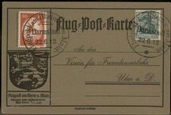 Germany 1912 Zeppelin Schwaben Si11.1.22j Darmstadt Schneider von Ulm Cove 97730